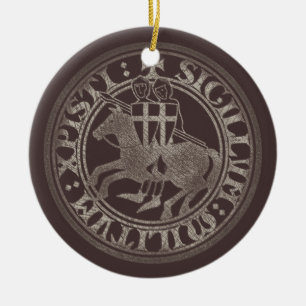 Knights Templar Seal Two Knights Horse Medallion Ceramic Ornament