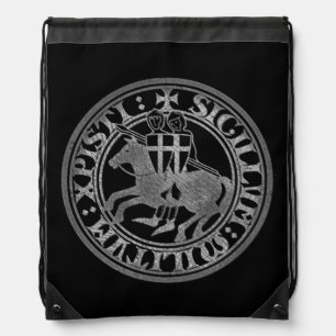 Knights Templar Seal Two Knights Horse Medallion Drawstring Bag