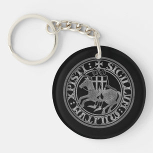 Knights Templar Seal Two Knights Horse Medallion Keychain
