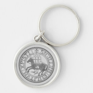 Knights Templar Seal Two Knights Horse Medallion Keychain