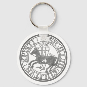 Knights Templar Seal Two Knights Horse Medallion Keychain