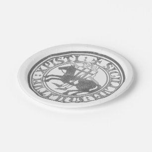 Knights Templar Seal Two Knights Horse Medallion Paper Plates