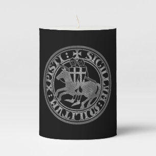 Knights Templar Seal Two Knights Horse Medallion Pillar Candle