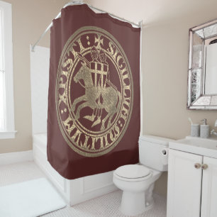 Knights Templar Seal Two Knights Horse Medallion Shower Curtain