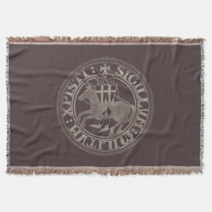 Knights Templar Seal Two Knights Horse Medallion Throw Blanket
