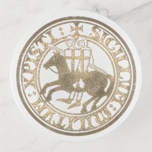 Knights Templar Seal Two Knights Horse Medallion Trinket Tray