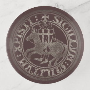 Knights Templar Seal Two Knights Horse Medallion Trinket Tray