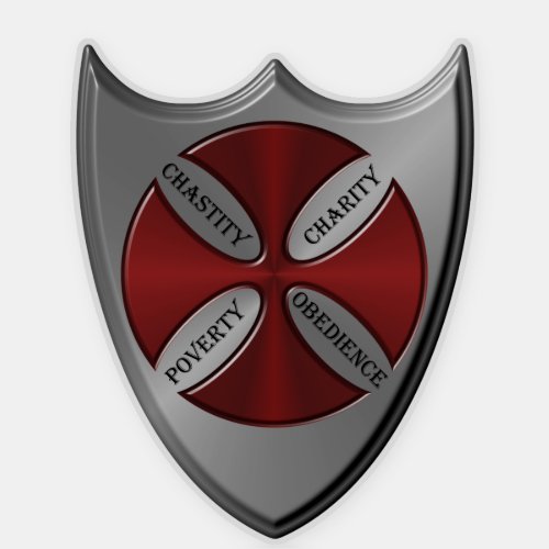 Knights Templar Shield with Cross and Vows Vinyl Sticker