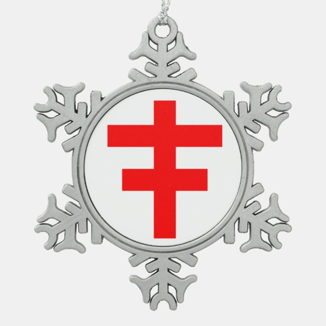 KNIGHTS TEMPLAR SNOWFLAKE PEWTER CHRISTMAS ORNAMENT (Front)