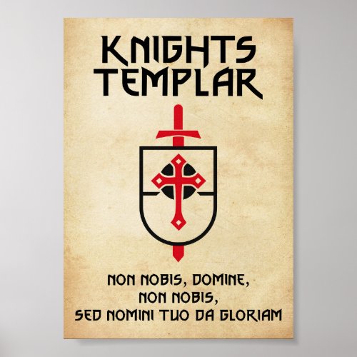 Knights Templar Vintage Papyrus Middle Ages Art Poster