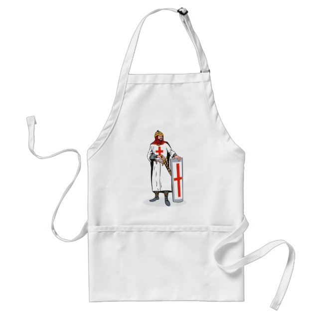 knights templar with sword and shield adult apron (Front)