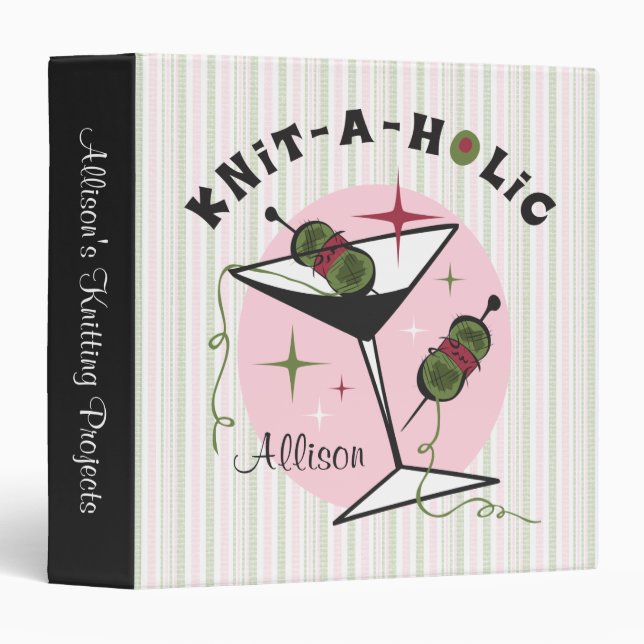 Knit-A-Holic 1.5" 3 Ring Binder (Front/Spine)