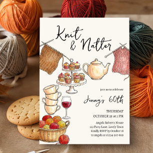 Knit and Natter Crafting Birthday Party Invitation