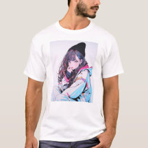 Knit Cap JK T Shirt | Sushi Musume GenerativeAI