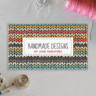 Knit Chevron Yarn Arts and Crafts Business Card