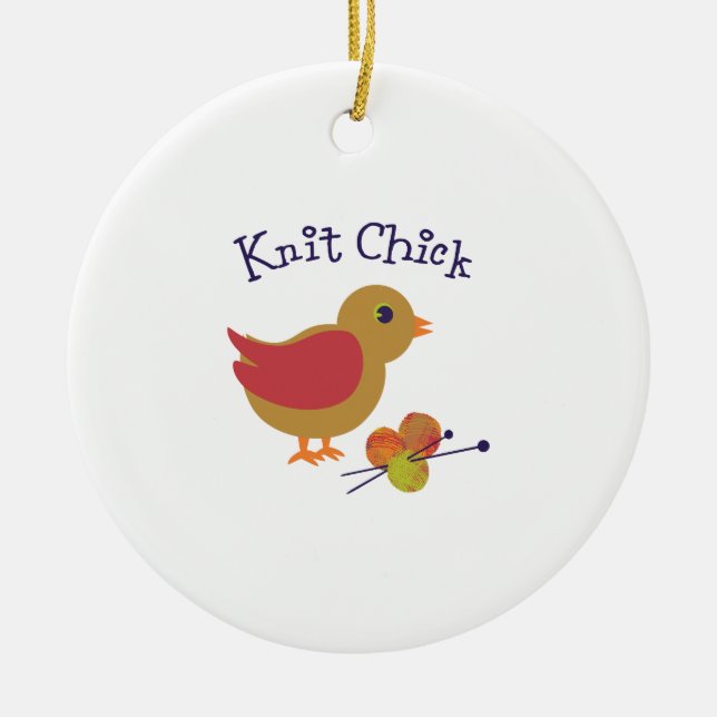 Knit Chick Ceramic Ornament (Front)