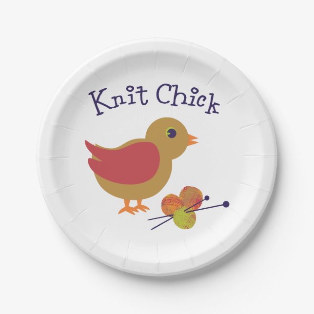 Knit Chick Paper Plates (Front)