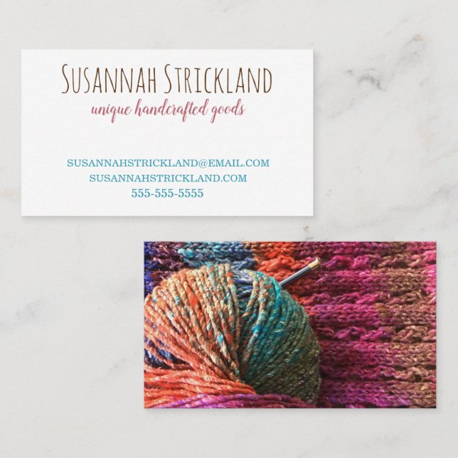 Knit colorful yarn handmade craft business card (Front/Back)
