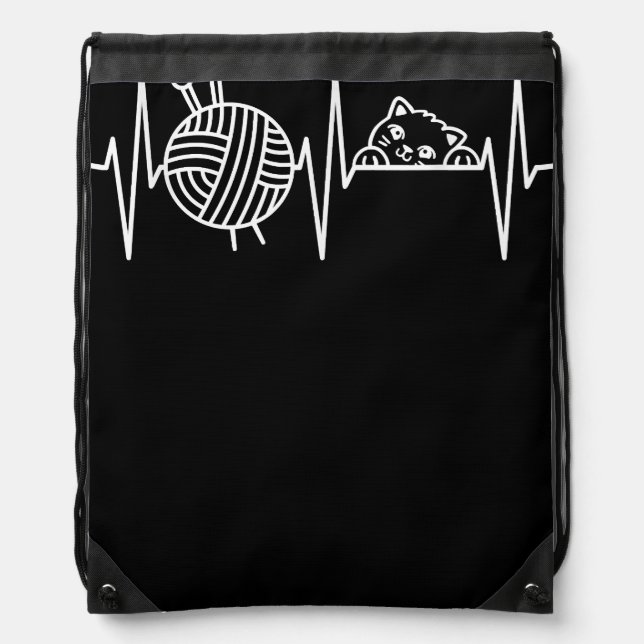 Knit Crochet Knitter Gift Crocheting Sheep Knittin Drawstring Bag (Front)