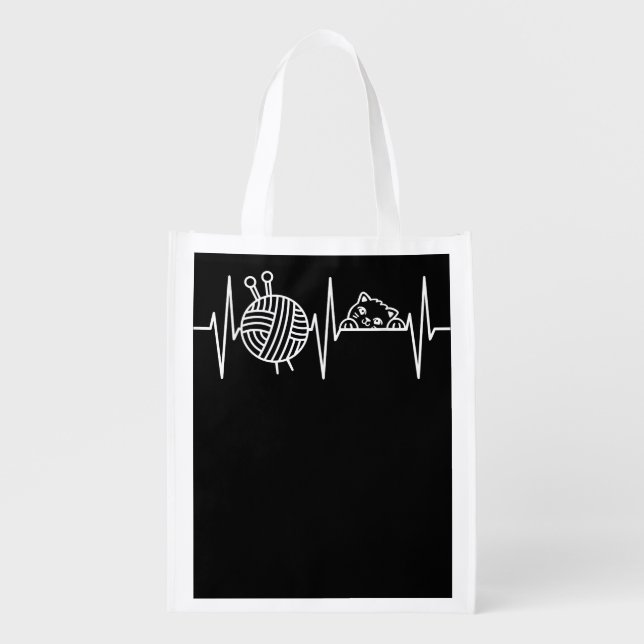 Knit Crochet Knitter Gift Crocheting Sheep Knittin Grocery Bag (Front)