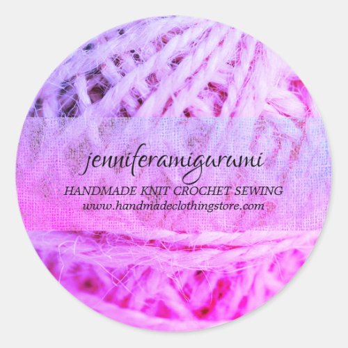 Knit Crochet Yarn Amigurumi Maker Pink Classic Round Sticker