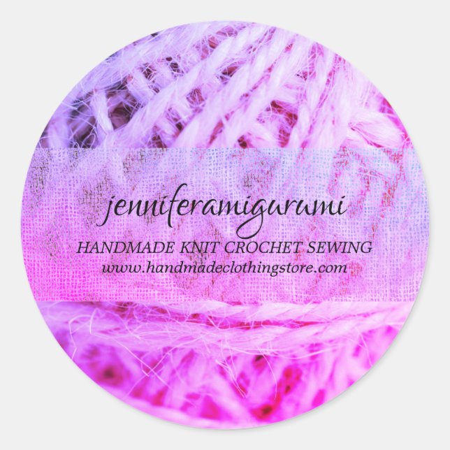 Knit Crochet Yarn Amigurumi Maker Pink Classic Round Sticker (Front)