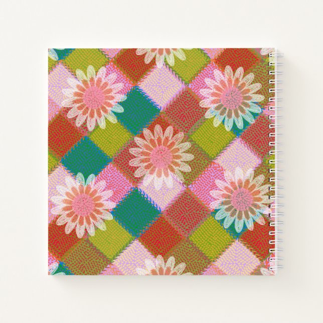 knit Daisy green pink Notebook (Back)