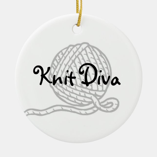 Knit Diva Ceramic Ornament (Front)