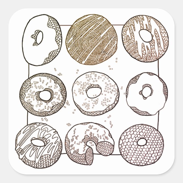 KNIT DONUTS Large Square Stickers (Front)