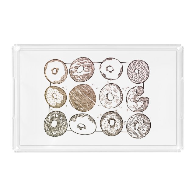KNIT DOZEN DONUTS Rectangle Acrylic Serving Tray (Front)
