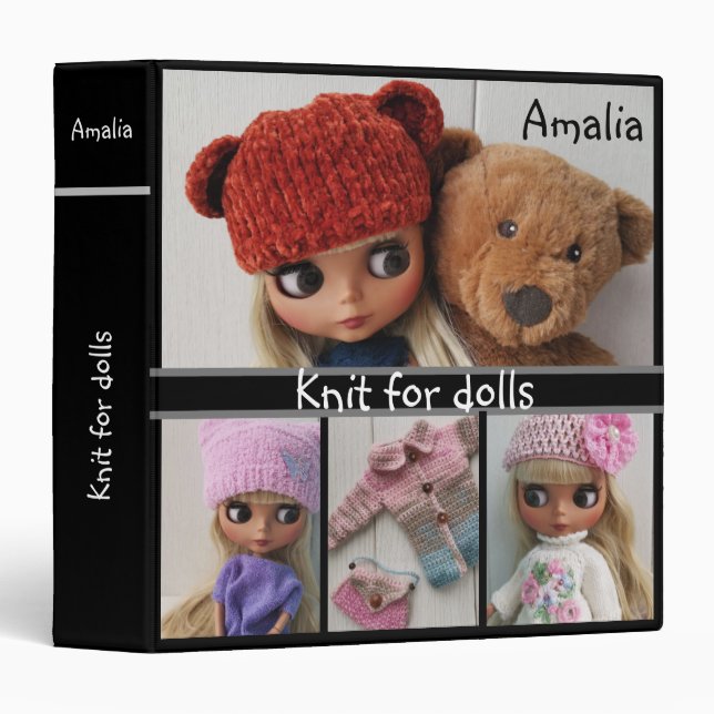 Knit for dolls. #Crochet# knitting #dolls #hobby 3 Ring Binder (Front/Spine)