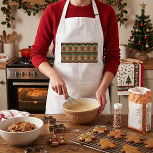 Knit Gingerbread Man Christmas Pattern  Adult Apron