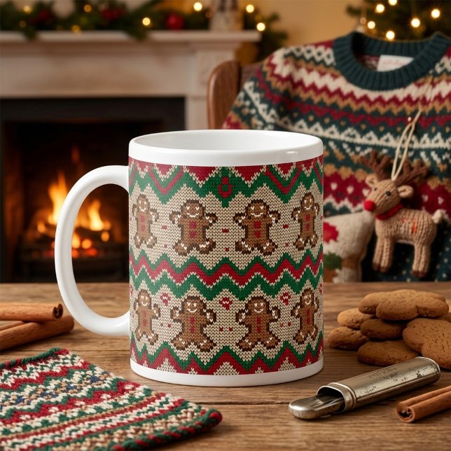 Knit Gingerbread Man Christmas Pattern  Coffee Mug (Creator Uploaded)