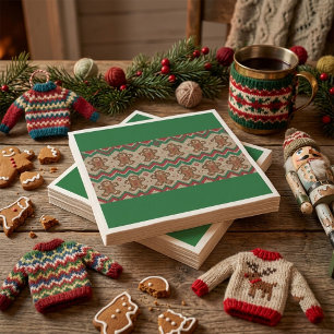 Knit Gingerbread Man Christmas Pattern Napkins