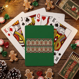 Knit Gingerbread Man Christmas Pattern Poker Cards