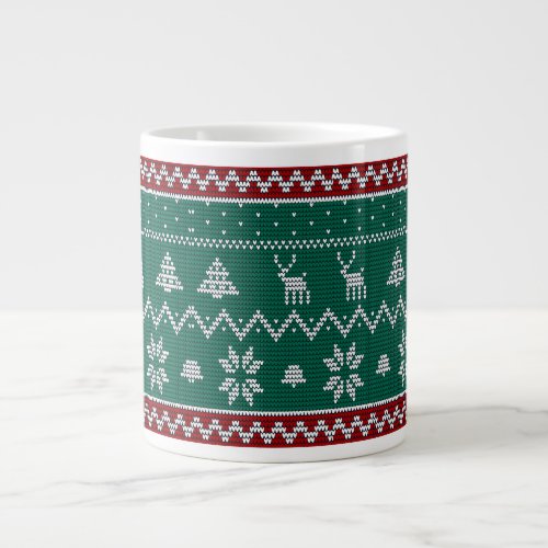 Knit Green and red Giant Coffee Mug