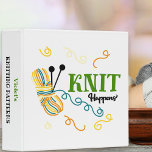 Knit Happens Fun Personalized Knitting Pattern 3 Ring Binder<br><div class="desc">Perfect for all your knitting patterns and customized project notes. This quirky little design carries the timeless phrase "Knit Happens". The phrase is written in green and black mixed typography. The design features a ball of variegated yarn in teal blue, vanilla, mustard and spice together with knitting needles and some...</div>