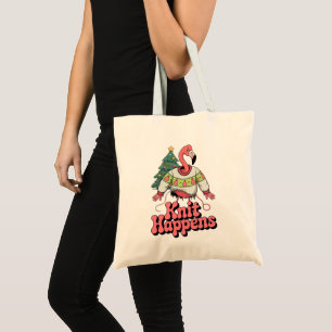 Knit Happens Funny Christmas Knitting Humor Tote Bag