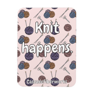 knit happens knitting joke with yarn skein magnet