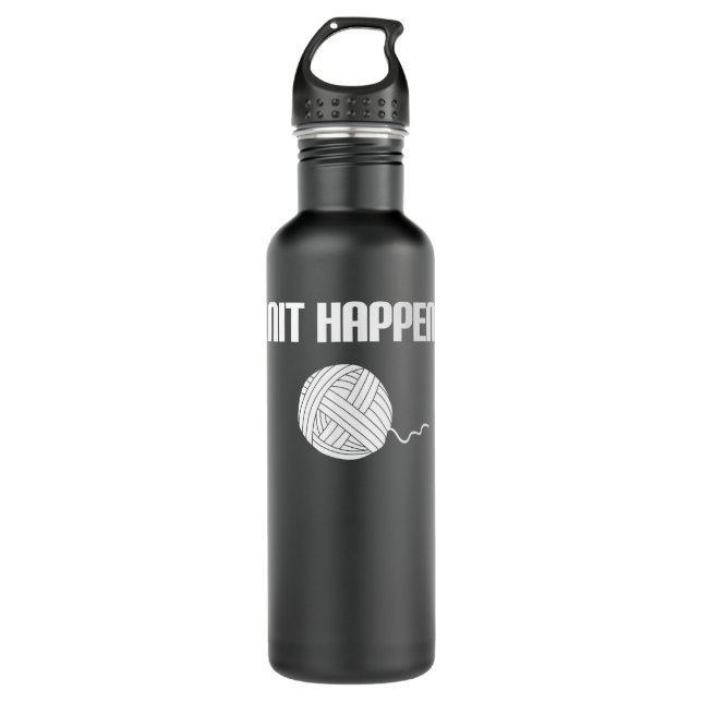 Knit Happens - Knitting Knitter Crocheting Crochet Stainless Steel Water Bottle (Front)