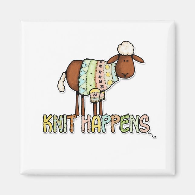 knit happens magnet (Front)