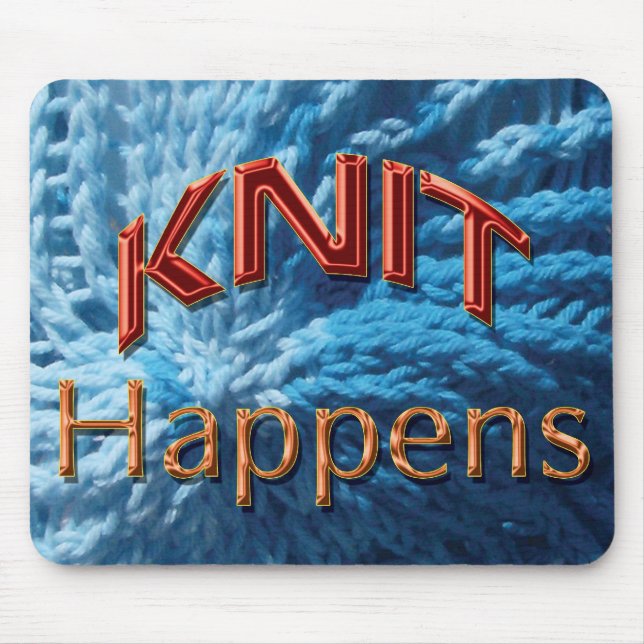 Knit Happens Mousepad (blue swirl) (Front)