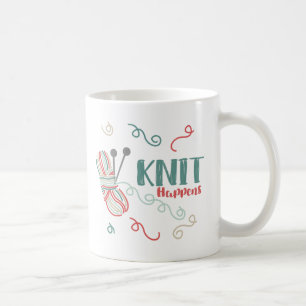Knit Happens Multi-Colored Yarn Funny Knitters Coffee Mug