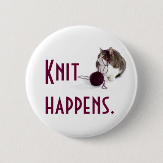 Knit happens pinback button
