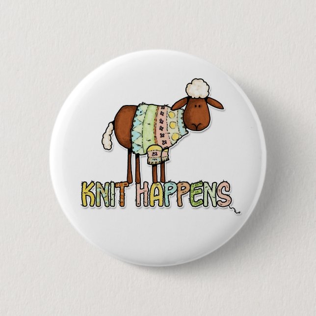 knit happens pinback button (Front)