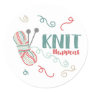 Knit Happens w Multi-Color Ball of Yarn - Knitters Classic Round Sticker