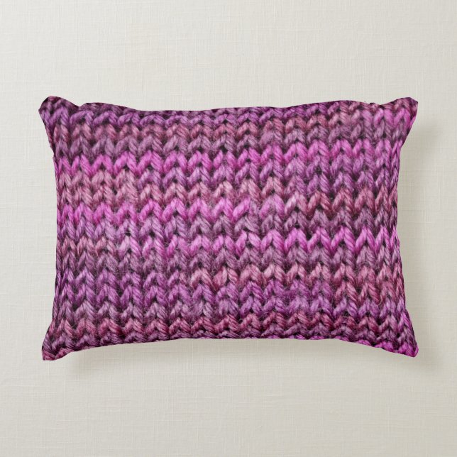 Knit Harmony: Purple Stripe Texture Accent Pillow (Front)