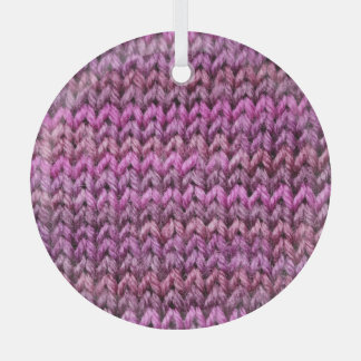 Knit Harmony: Purple Stripe Texture Glass Ornament
