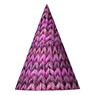 Knit Harmony: Purple Stripe Texture Party Hat