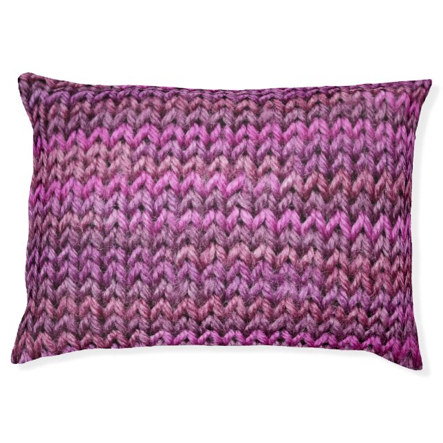 Knit Harmony: Purple Stripe Texture Pet Bed (Front)